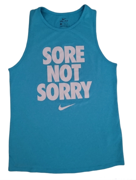 Nike Tops - Nike Sore not Sorry blue gym workout sport dri fit tank top size XS